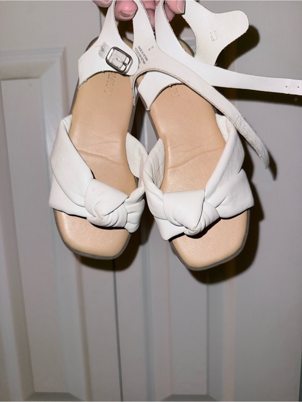 Old Navy White Knotted Ankle-Strap Sandals